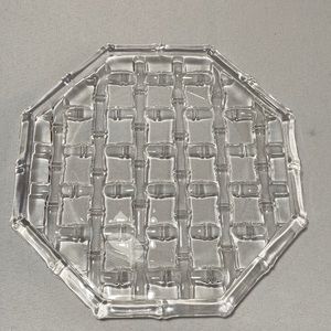 RARE! Tiffany & Co Bamboo Pattern Octagonal Crystal 8” Salad Plate